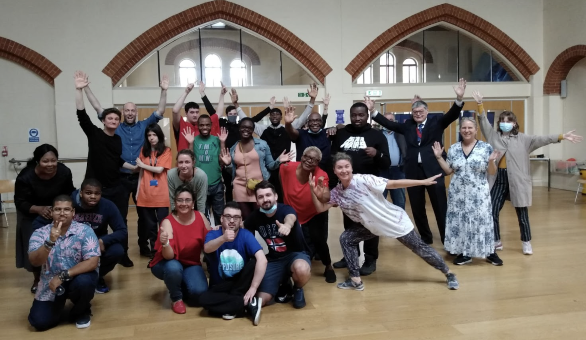 Photo of the dance class posing for a group shot at Pembroke House